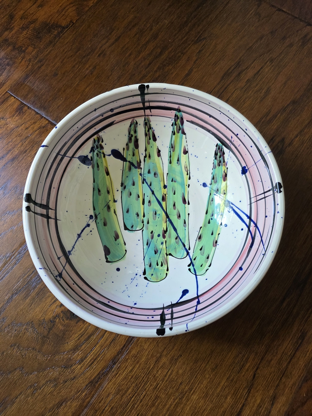 Vintage Donna Toohey Signed 9" Ceramic Asparagus Serving Bowl - Mint Condition
